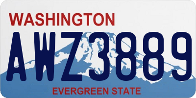 WA license plate AWZ3889
