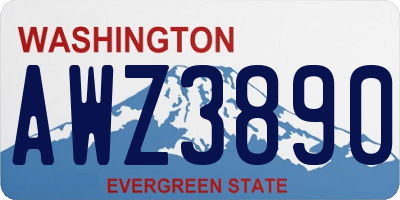 WA license plate AWZ3890