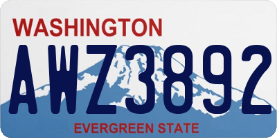 WA license plate AWZ3892