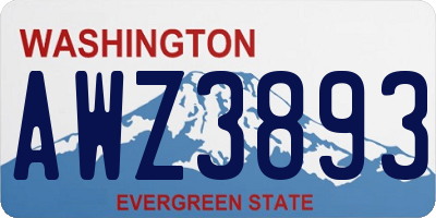 WA license plate AWZ3893