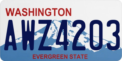 WA license plate AWZ4203