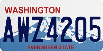 WA license plate AWZ4205