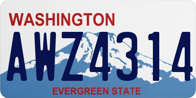 WA license plate AWZ4314