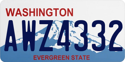 WA license plate AWZ4332