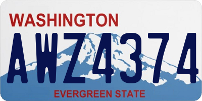 WA license plate AWZ4374