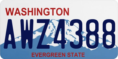 WA license plate AWZ4388
