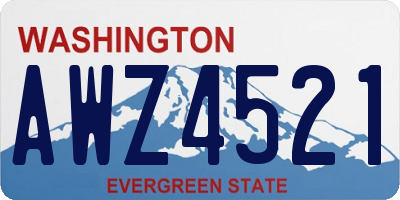 WA license plate AWZ4521