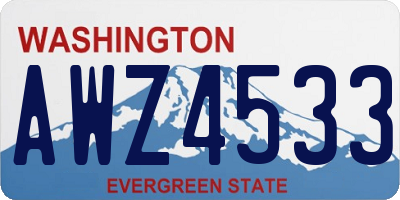 WA license plate AWZ4533