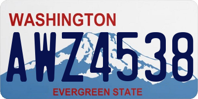 WA license plate AWZ4538