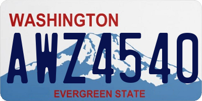 WA license plate AWZ4540