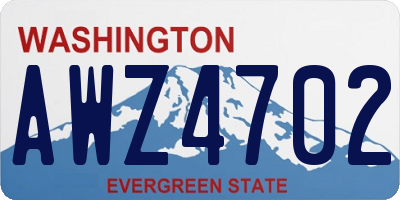 WA license plate AWZ4702
