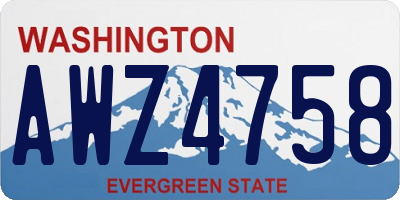 WA license plate AWZ4758