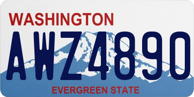 WA license plate AWZ4890