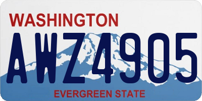 WA license plate AWZ4905