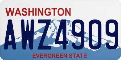 WA license plate AWZ4909
