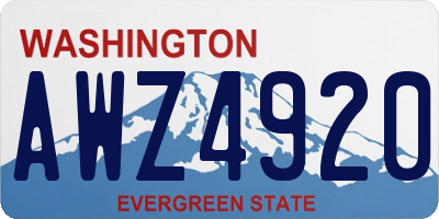 WA license plate AWZ4920