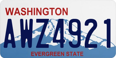 WA license plate AWZ4921