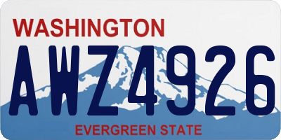 WA license plate AWZ4926