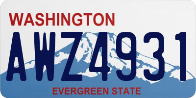 WA license plate AWZ4931