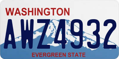 WA license plate AWZ4932