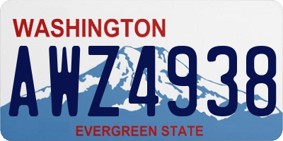 WA license plate AWZ4938