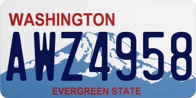 WA license plate AWZ4958