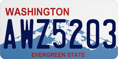 WA license plate AWZ5203