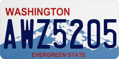 WA license plate AWZ5205