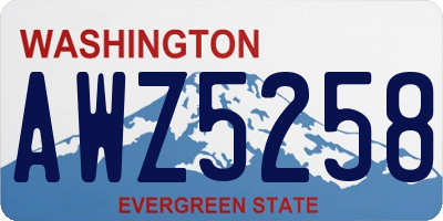 WA license plate AWZ5258