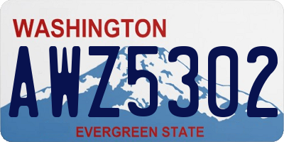 WA license plate AWZ5302