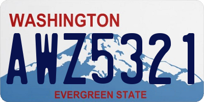 WA license plate AWZ5321