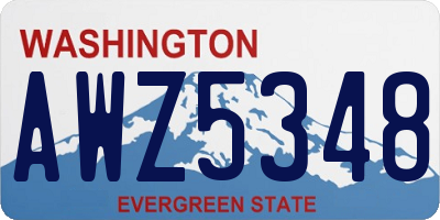 WA license plate AWZ5348