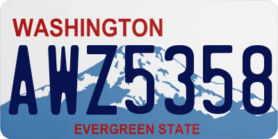 WA license plate AWZ5358