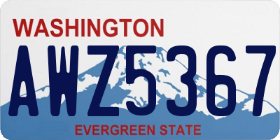 WA license plate AWZ5367