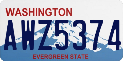 WA license plate AWZ5374