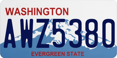 WA license plate AWZ5380