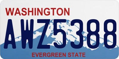 WA license plate AWZ5388