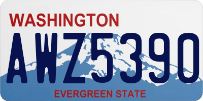 WA license plate AWZ5390