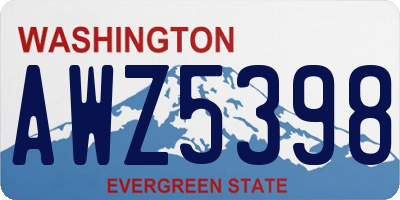 WA license plate AWZ5398