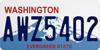 WA license plate AWZ5402