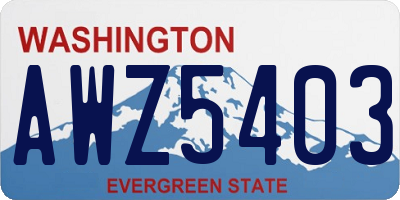 WA license plate AWZ5403