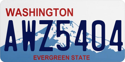 WA license plate AWZ5404