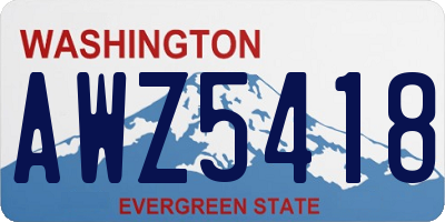 WA license plate AWZ5418