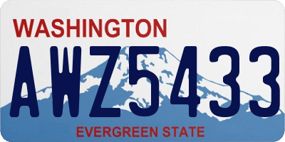 WA license plate AWZ5433