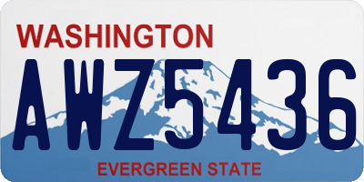 WA license plate AWZ5436