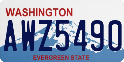 WA license plate AWZ5490