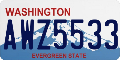 WA license plate AWZ5533