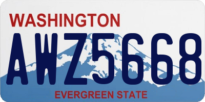 WA license plate AWZ5668
