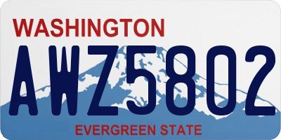 WA license plate AWZ5802