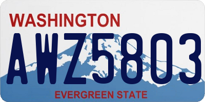 WA license plate AWZ5803